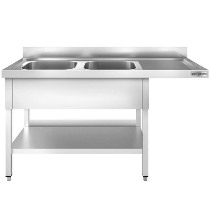 GGM Gastro Bàn Rửa Máy Rửa Bát PREMIUM - 1600x700mm - 2 Chậu - Bàn Ráo Bên Phải