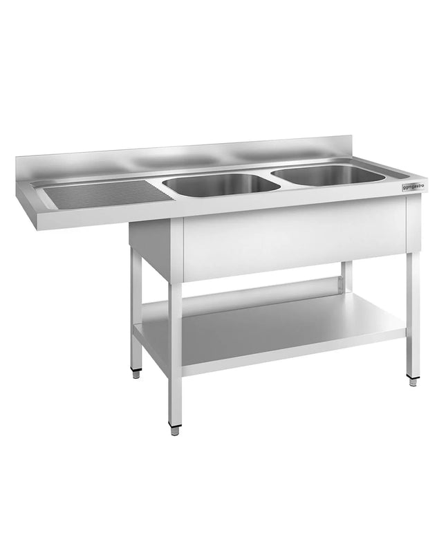 GGM Gastro Bàn Rửa Máy Rửa Bát PREMIUM - 1600x700mm - 2 Chậu - Bàn Ráo Bên Trái