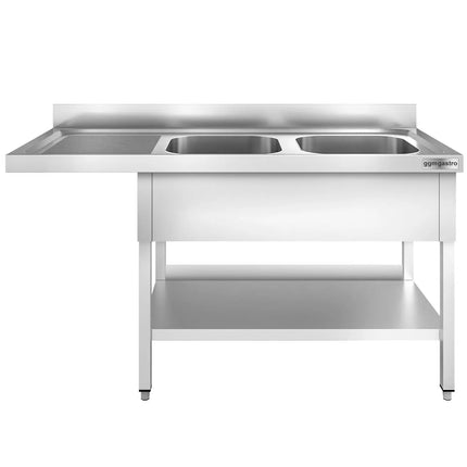 GGM Gastro Bàn Rửa Máy Rửa Bát PREMIUM - 1600x700mm - 2 Chậu - Bàn Ráo Bên Trái