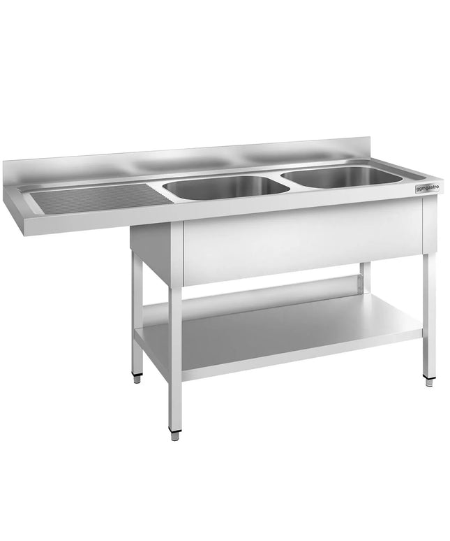 GGM Gastro Bàn Rửa Máy Rửa Bát PREMIUM - 1800x700mm - 2 Chậu - Bàn Ráo Bên Trái