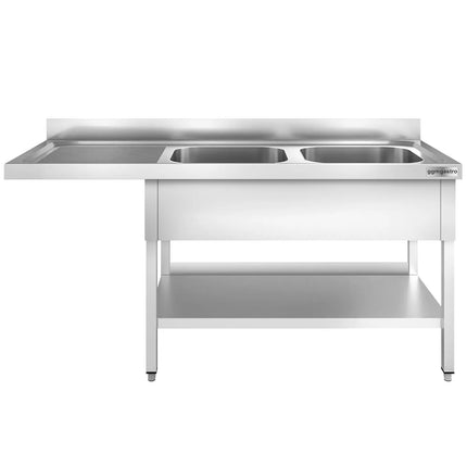 GGM Gastro Bàn Rửa Máy Rửa Bát PREMIUM - 1800x700mm - 2 Chậu - Bàn Ráo Bên Trái