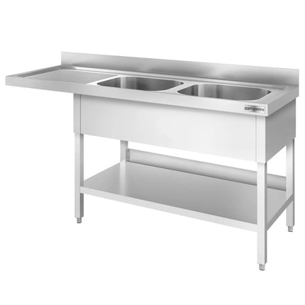 GGM Gastro Bàn Rửa Máy Rửa Bát PREMIUM - 2000x600mm - 2 Chậu - Bàn Ráo Bên Trái