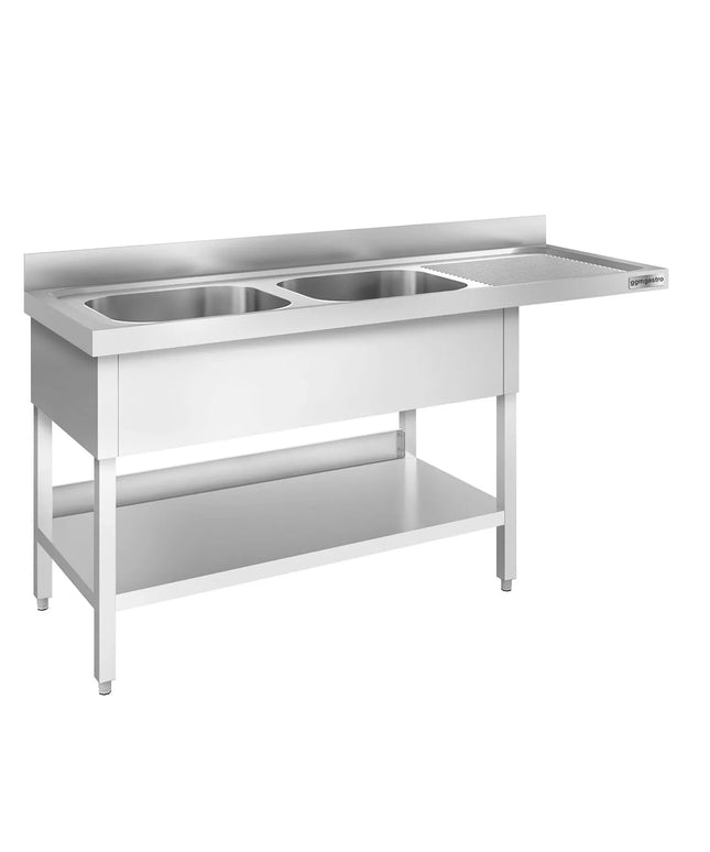 GGM Gastro Bàn Rửa Máy Rửa Bát PREMIUM - 2000x700mm - 2 Chậu - Bàn Ráo Bên Phải