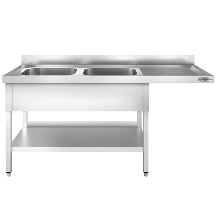 GGM Gastro Bàn Rửa Máy Rửa Bát PREMIUM - 2000x700mm - 2 Chậu - Bàn Ráo Bên Phải