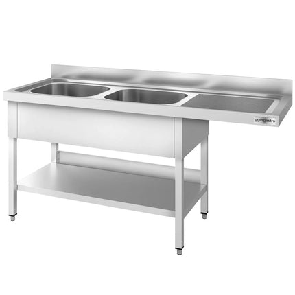 GGM Gastro Bàn Rửa Máy Rửa Bát PREMIUM - 2000x700mm - 2 Chậu - Bàn Ráo Bên Phải