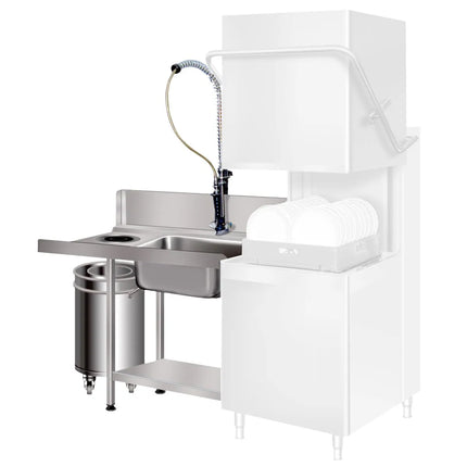 GGM Gastro Bàn Vào Máy Rửa Chén Băng Chuyền - 1000mm - Lắp Trái - 1 Chậu & Máng Xả Rác - Cho Dòng DS430