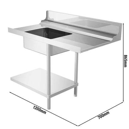 GGM Gastro Bàn Vào Máy Rửa Chén Băng Chuyền - 1200mm - Lắp Phải - 1 Chậu - Cho Dòng DS430
