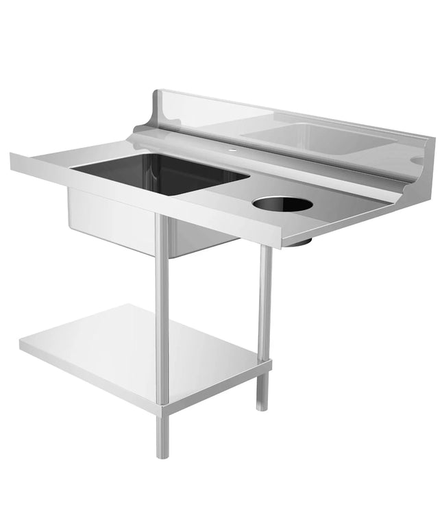 GGM Gastro Bàn Vào Máy Rửa Chén Băng Chuyền - 1200mm - Lắp Phải - 1 Chậu & Máng Xả Rác - Cho Dòng DS430
