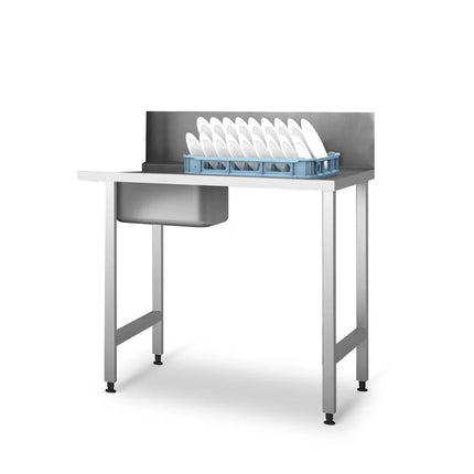 GGM Gastro Bàn Vào Máy Rửa Chén Băng Chuyền - 1300mm - Lắp Phải - 1 Chậu & Máng Xả Rác - Cho KSS118