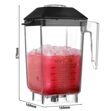 GGM Gastro Bar Blender Container - "BMK2-1500N" - Polycarbonate - 2L - 160x160x270mm - for BMK2-1500N - with lid