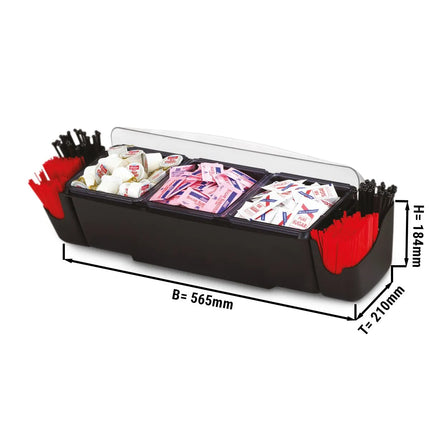 GGM Gastro Bar Condiment Holder - 3 large compartments - 6.6L - with lid