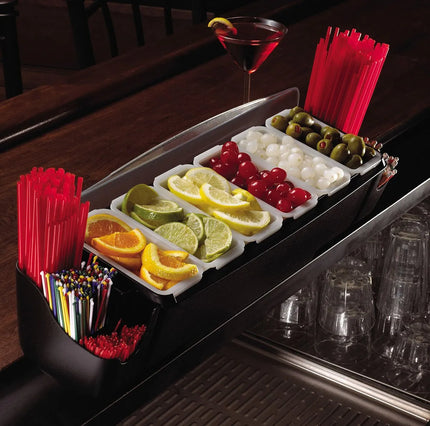 GGM Gastro Bar Condiment Holder - 3 small & 2 large compartments - 4.95L - with lid