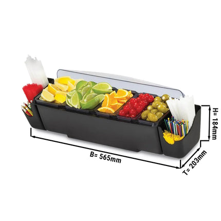 GGM Gastro Bar Condiment Holder - 3 small & 2 large compartments - 4.95L - with lid
