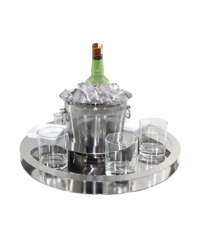 GGM Gastro Bar Set with Wine Bucket & 2 Snack Bowls - Chromed - Ø465mm - Height:180mm - High‑gloss Chrome