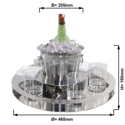 GGM Gastro Bar Set with Wine Bucket & 2 Snack Bowls - Chromed - Ø465mm - Height:180mm - High‑gloss Chrome