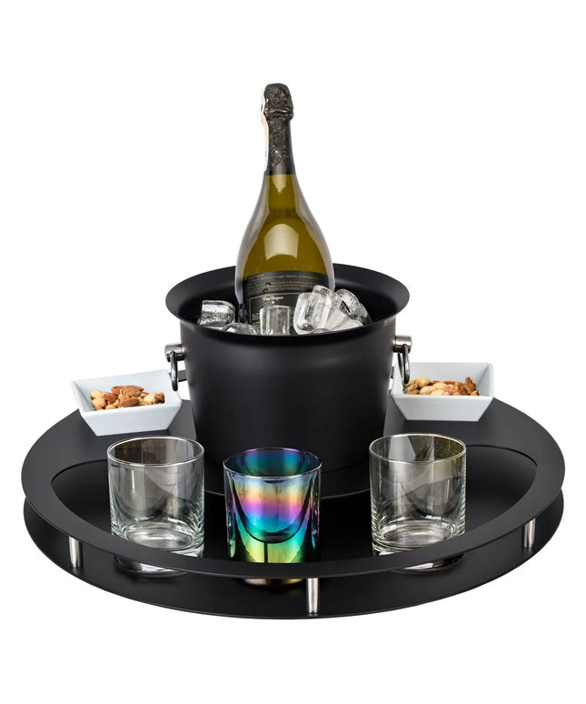 GGM Gastro Bar Set with Wine Bucket & 2 Snack Bowls - Stainless Steel, Powder-Coated - Ø465mm - Height:180mm - Black