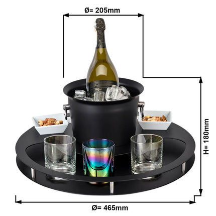 GGM Gastro Bar Set with Wine Bucket & 2 Snack Bowls - Stainless Steel, Powder-Coated - Ø465mm - Height:180mm - Black