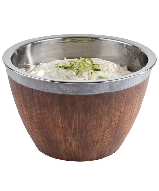 GGM Gastro Barrel - 2-piece Set - Stainless Steel & Melamine - 3L - round - Ø 260mm - 260x260mm - Depth: 160mm - Brown