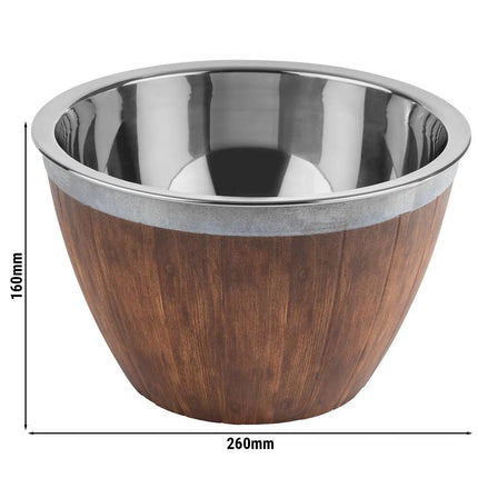 GGM Gastro Barrel - 2-piece Set - Stainless Steel & Melamine - 3L - round - Ø 260mm - 260x260mm - Depth: 160mm - Brown