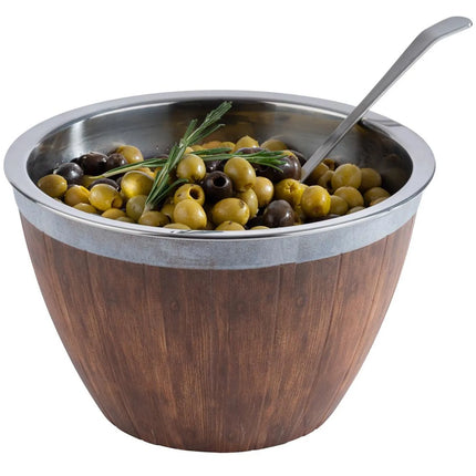 GGM Gastro Barrel - 2-piece Set - Stainless Steel & Melamine - 3L - round - Ø 260mm - 260x260mm - Depth: 160mm - Brown