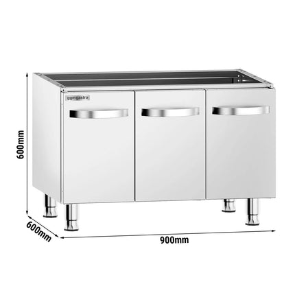 GGM Gastro Base Cabinet for Gas Stove - 900x600x600mm - Stainless Steel AISI 304 - 3 doors - for GHK9636HP & GHK9636