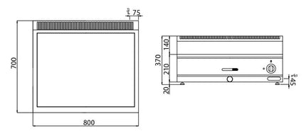 GGM Gastro Bếp Cách Thủy Để Bàn - 2x GN 1/1 hoặc 4x GN 1/2 - 2.4kW - Có Van Xả
