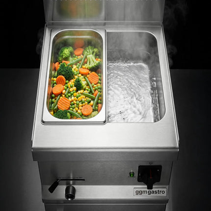 GGM Gastro Bếp Cách Thủy Để Bàn - GN 1/2 & GN 1/3 - 1.2kW - Kèm Tủ Bệ 1 Cánh - Có Van Xả
