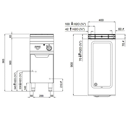 GGM Gastro Bếp Cách Thủy Điện Để Bàn - GN 1/1 + GN 1/3 - 1.6kW - Có Van Xả