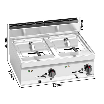 GGM Gastro Bếp Chiên Nhúng Điện 2 Bồn - 10+10L - 18kW - Có Van Xả