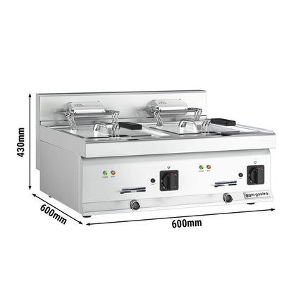 GGM Gastro Bếp Chiên Nhúng Điện 2 Bồn - 10+10L - 18kW - Có Van Xả