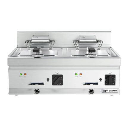 GGM Gastro Bếp Chiên Nhúng Điện 2 Bồn - 10+10L - 18kW - Có Van Xả