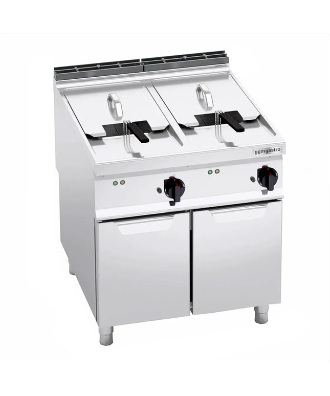 GGM Gastro Bếp Chiên Nhúng Điện 2 Bồn - 22+22L - 44kW - Thủ Công - Có Van Xả