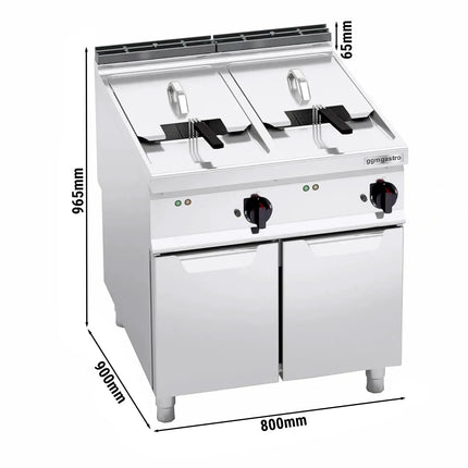 GGM Gastro Bếp Chiên Nhúng Điện 2 Bồn - 22+22L - 44kW - Thủ Công - Có Van Xả