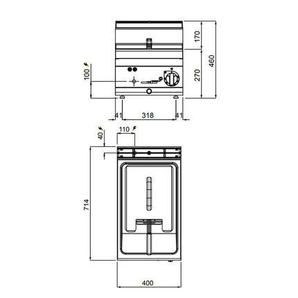 GGM Gastro Bếp Chiên Nhúng Điện Để Bàn - 10L - 6kW - Có Van Xả
