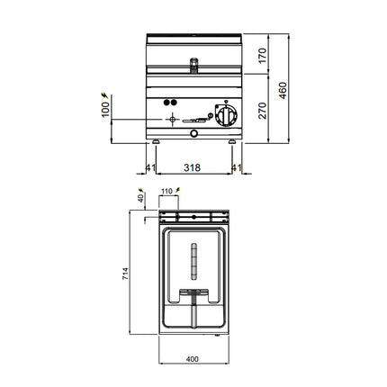 GGM Gastro Bếp Chiên Nhúng Điện Để Bàn - 10L - 9kW - Thủ Công - Có Van Xả