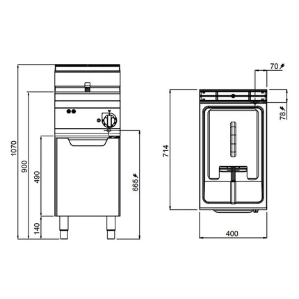GGM Gastro Bếp Chiên Nhúng Điện Đứng - 18L - 13.5kW - Có Van Xả - Thủ Công
