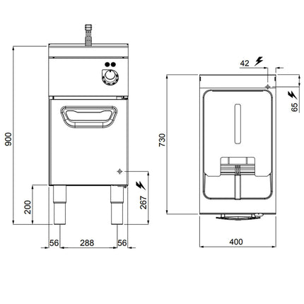 GGM Gastro Bếp Chiên Nhúng Điện Đứng - 18L - 18kW - Thủ Công