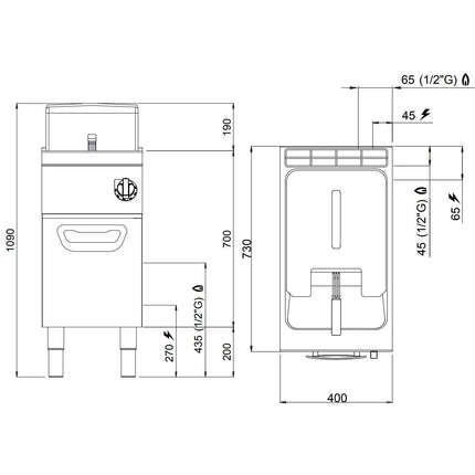 GGM Gastro Bếp Chiên Nhúng Gas Đứng - 18L - 14kW - Điều Khiển Điện Tử - Kỹ Thuật Số