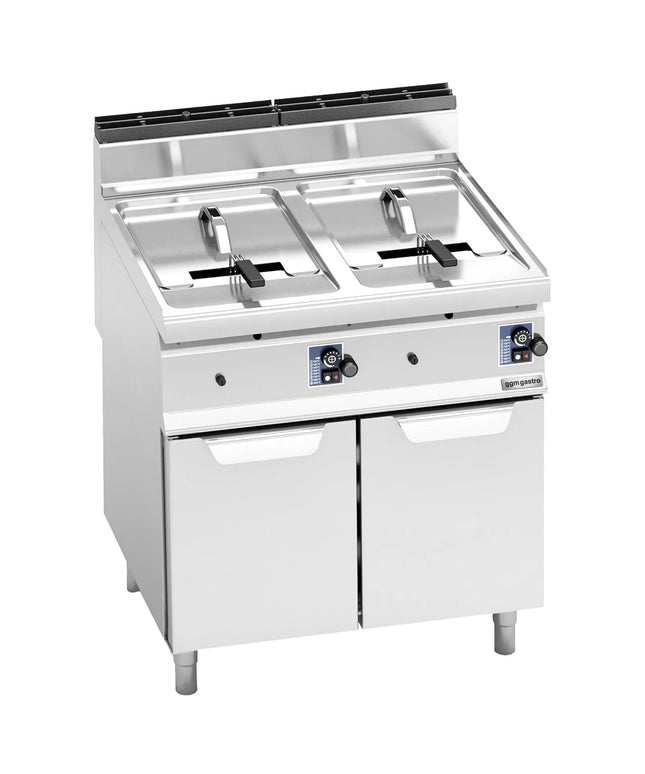 GGM Gastro Bếp Chiên Nhúng Gas Đứng 2 Bồn - 10+10L - 13.8kW - Thủ Công - Có Van Xả