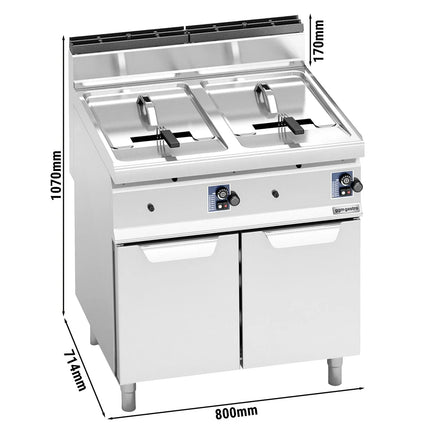 GGM Gastro Bếp Chiên Nhúng Gas Đứng 2 Bồn - 10+10L - 13.8kW - Thủ Công - Có Van Xả