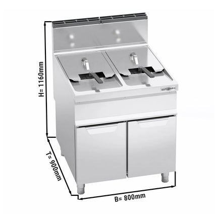 GGM Gastro Bếp Chiên Nhúng Gas Đứng 2 Bồn - 20+20L - 35kW - Thủ Công - Có Van Xả