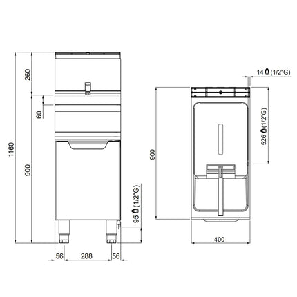 GGM Gastro Bếp Chiên Nhúng Gas Đứng - 20L - 17.5kW