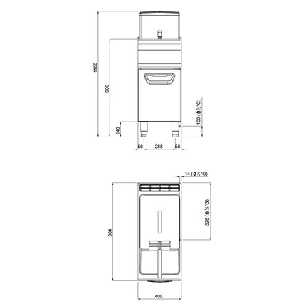 GGM Gastro Bếp Chiên Nhúng Gas Đứng - 20L - 17.5kW