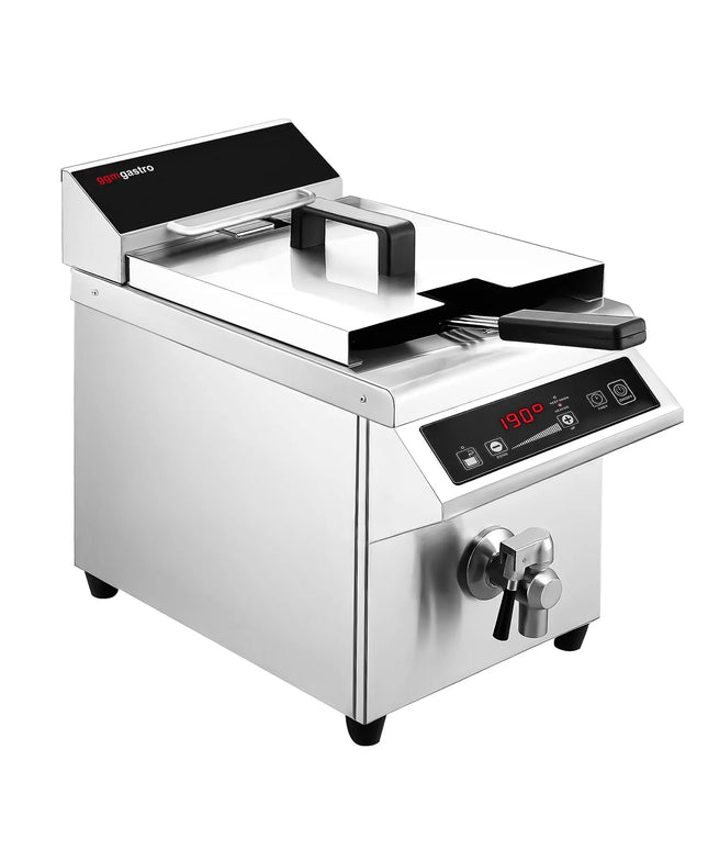 GGM Gastro Bếp Chiên Nhúng Từ - 8L - 3.5kW - Kỹ Thuật Số - Có Van Xả