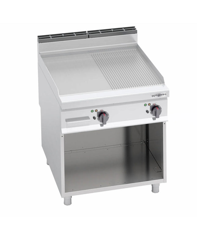 GGM Gastro Bếp Chiên Nướng Điện - 11.4kW - Mặt Nửa Phẳng Nửa Rãnh - Diện Tích Nấu: 796x667mm - Có Chân Đứng