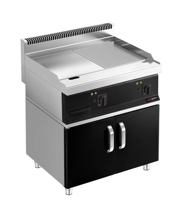 GGM Gastro Bếp Chiên Nướng Điện - 13.8kW - Mặt Nửa Phẳng Nửa Rãnh - Diện Tích Nấu: 795x535mm - Có Tủ Bệ - 2 Cánh