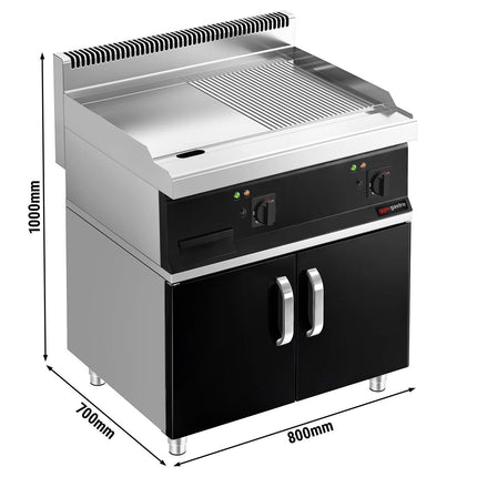 GGM Gastro Bếp Chiên Nướng Điện - 13.8kW - Mặt Nửa Phẳng Nửa Rãnh - Diện Tích Nấu: 795x535mm - Có Tủ Bệ - 2 Cánh
