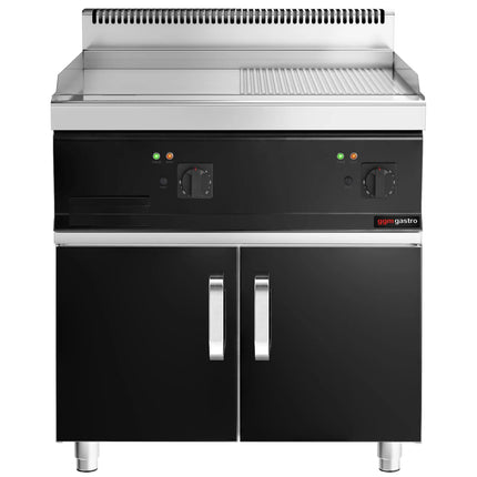GGM Gastro Bếp Chiên Nướng Điện - 13.8kW - Mặt Nửa Phẳng Nửa Rãnh - Diện Tích Nấu: 795x535mm - Có Tủ Bệ - 2 Cánh