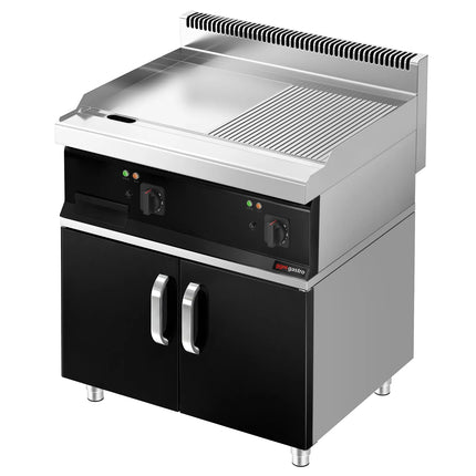 GGM Gastro Bếp Chiên Nướng Điện - 13.8kW - Mặt Nửa Phẳng Nửa Rãnh - Diện Tích Nấu: 795x535mm - Có Tủ Bệ - 2 Cánh