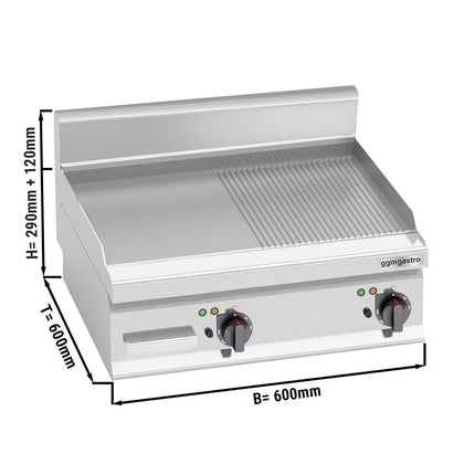 GGM Gastro Bếp Chiên Nướng Điện - 8kW - Mặt Nửa Phẳng Nửa Rãnh - Diện Tích Nấu: 596x430mm